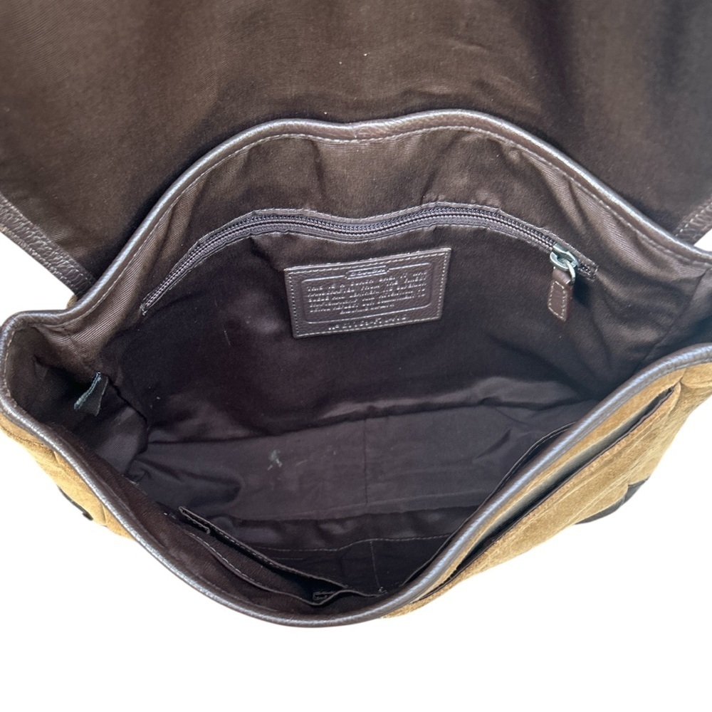 Coach Suede Messenger Bag F70416 | Brown Leather Crossbody | Unisex Vintage - Picture 6 of 17